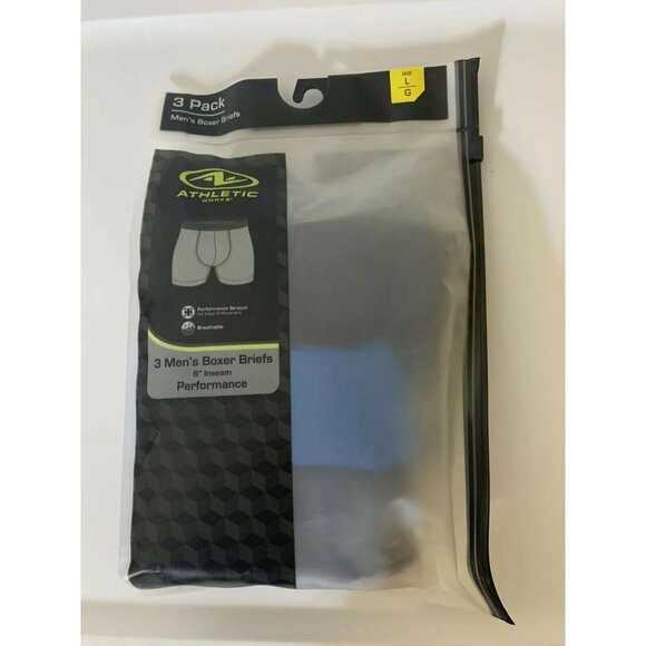 New Athletic Works Men's Boxer Briefs Sz L 3 Pack Perform Stretch 2 Navy 1 Blue - Picture 3 of 4